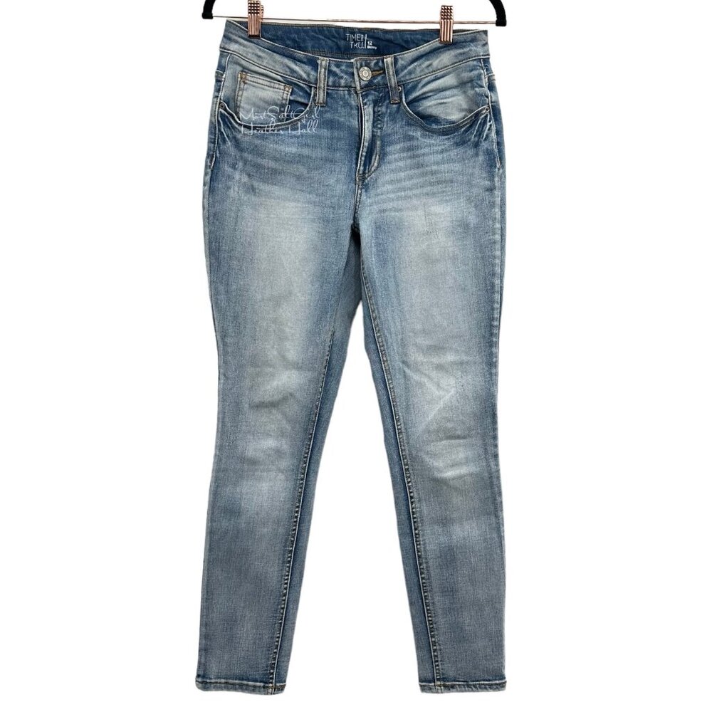 Time & Tru Core Mid Rise Fitted Acid Style Wash Jeans Size 12